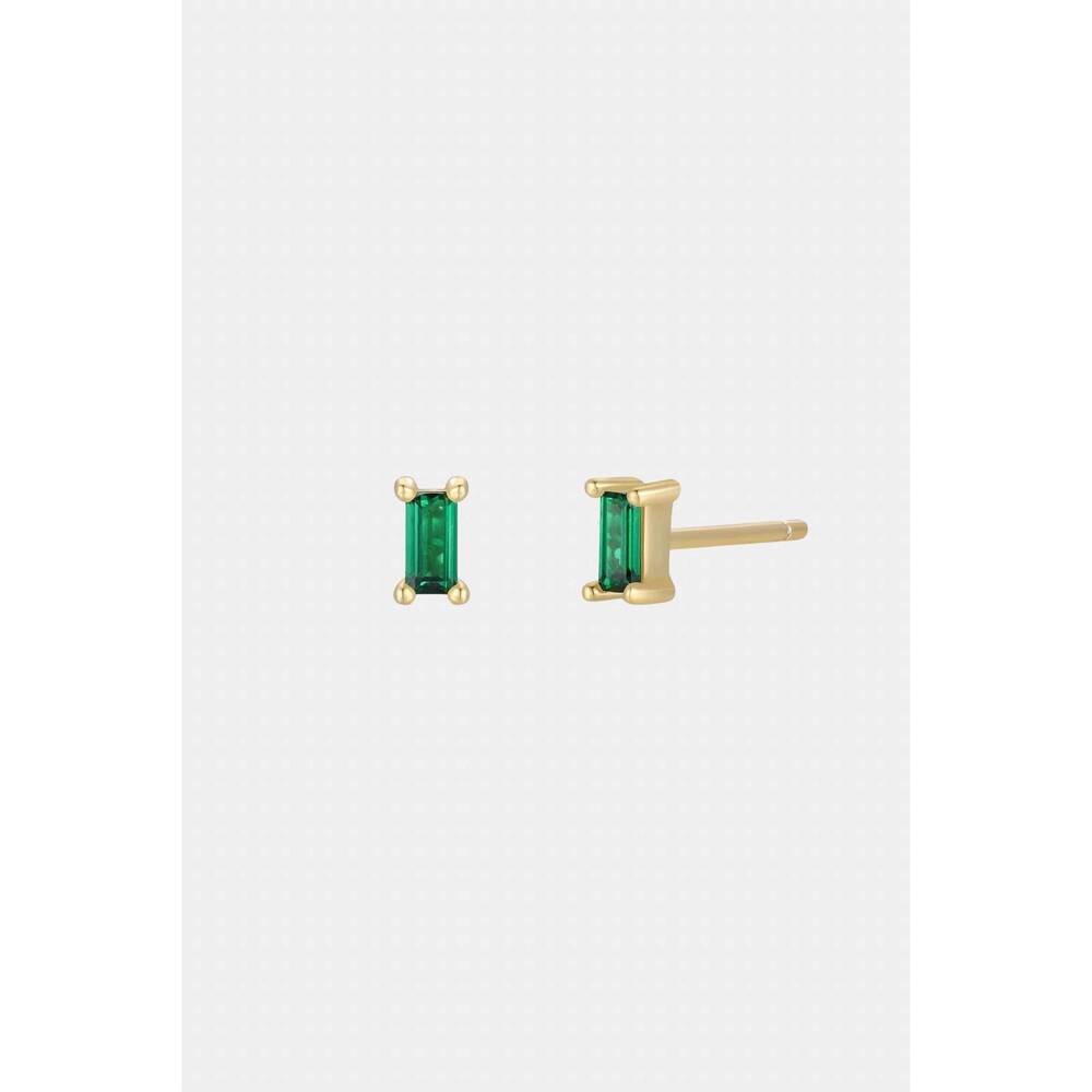 NEW JAXKELLY women's baguette stud earrings in emerald